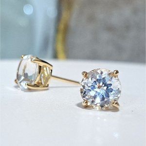4 Carat t.w. Natural White Sapphire 14Kt Yellow Gold Post Earrings